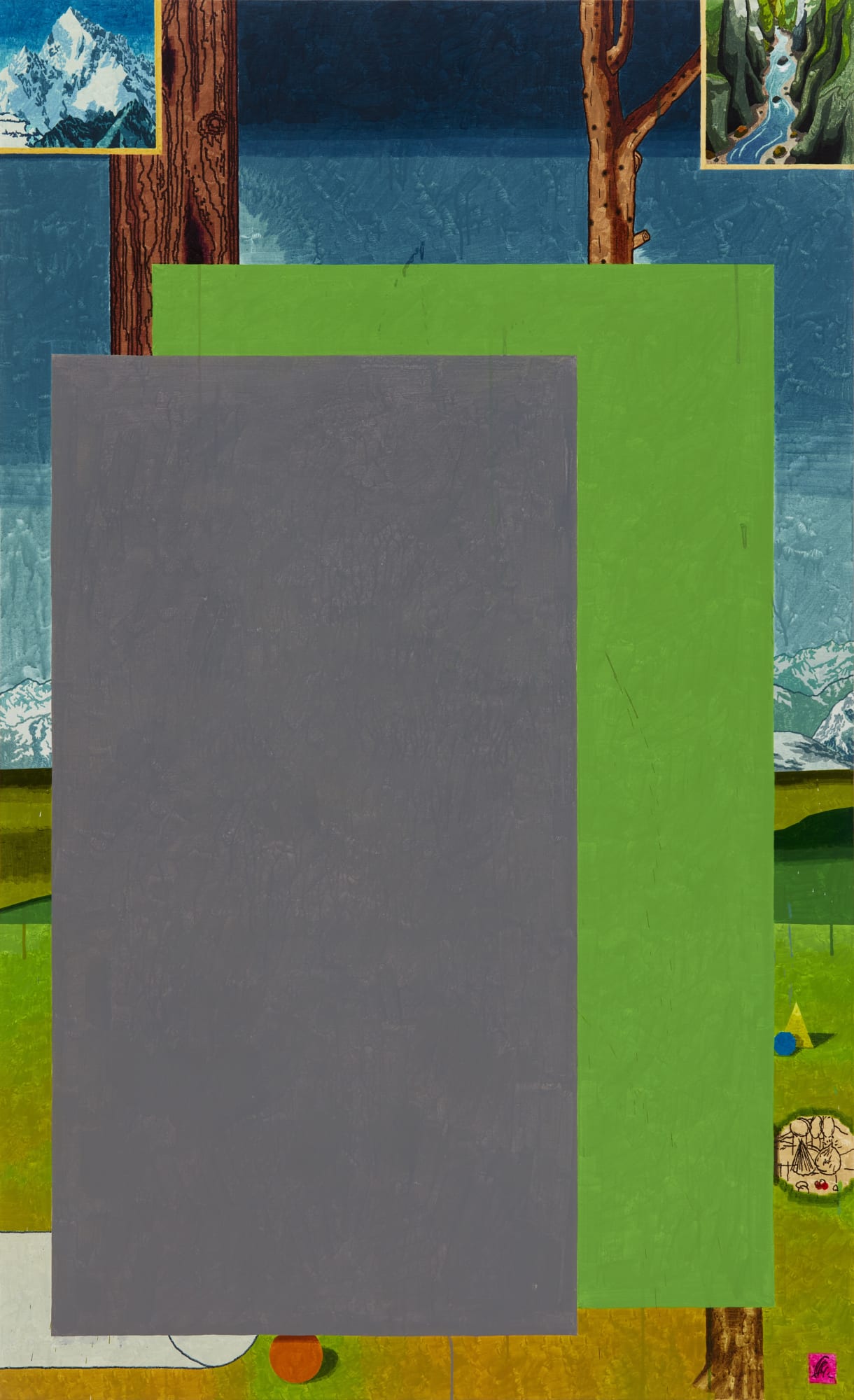 산 꼭대기에서 계곡 From Peak to Valley, watercolor on canvas, 180x110cm, 2020