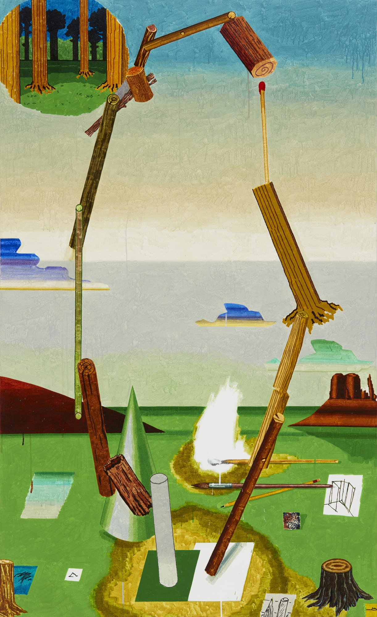 녹색에서 흰색 From Green to White, watercolor on canvas, 180x110cm, 2020