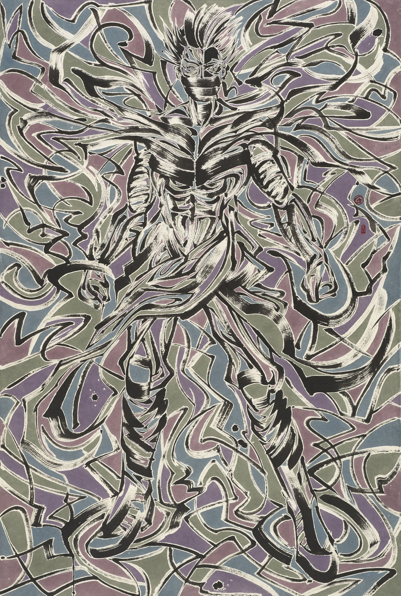 Electric Lady, 종이에 먹과 잉크 ink on paper, 194x130cm(212x130cm), 2019-2020