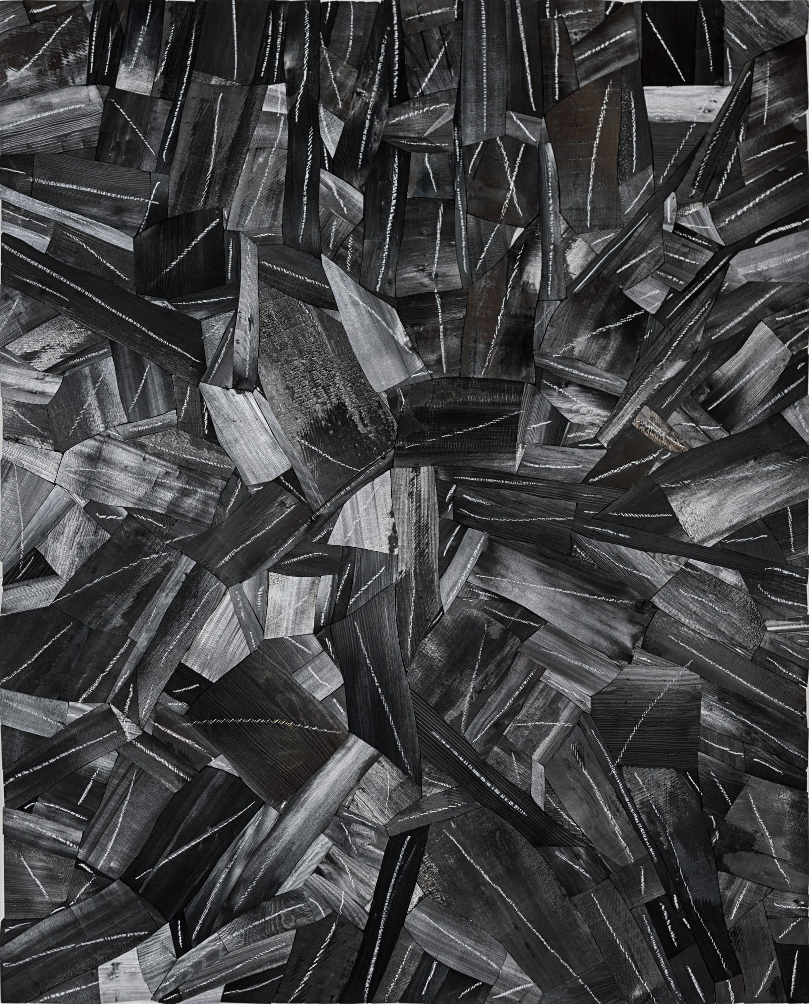 Issu du f eu, char coal on c anvas, 162x130cm, 2019