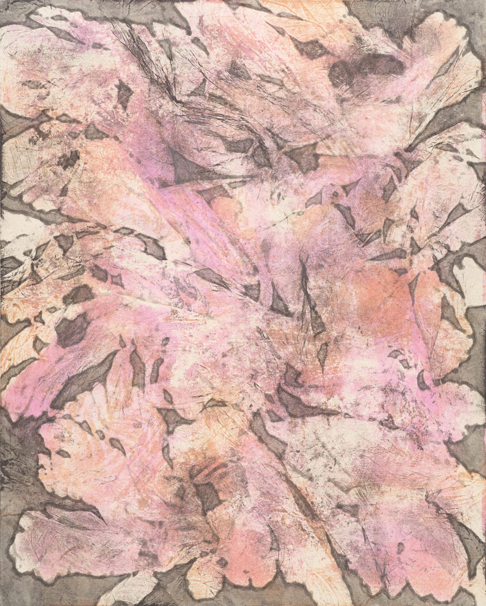 동풍 East wind, ink, cinnabar red ink and watercolor on paper, 162x130cm, 2019