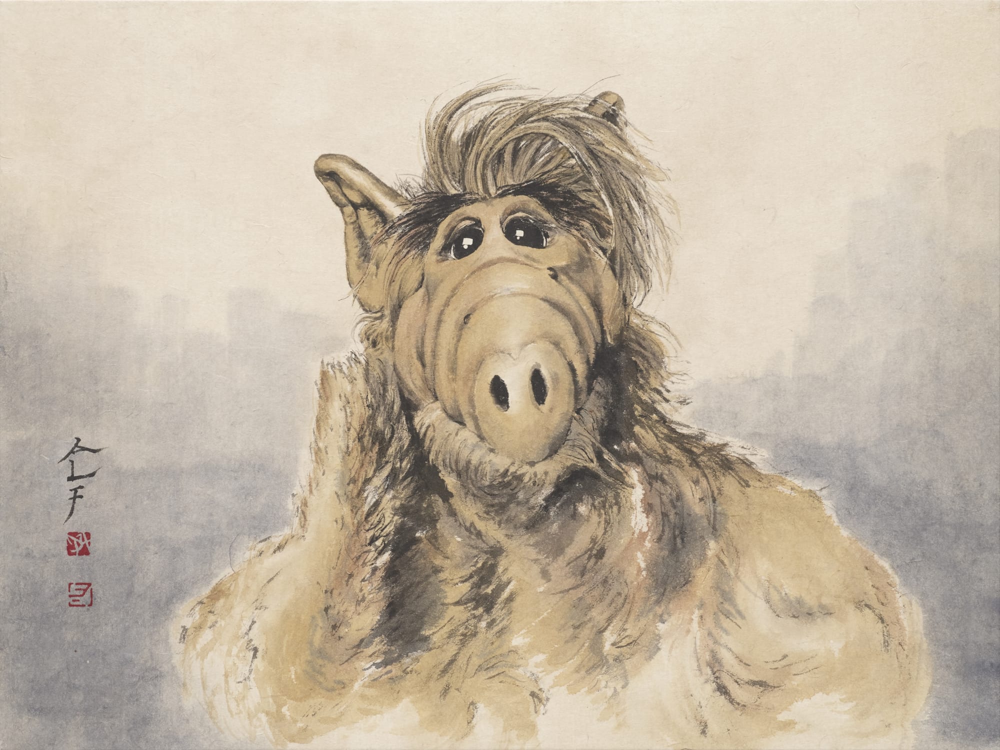 ALF, 지본수묵담채 紙本水墨淡彩 ink and color on paper, 48×64cm, 2018