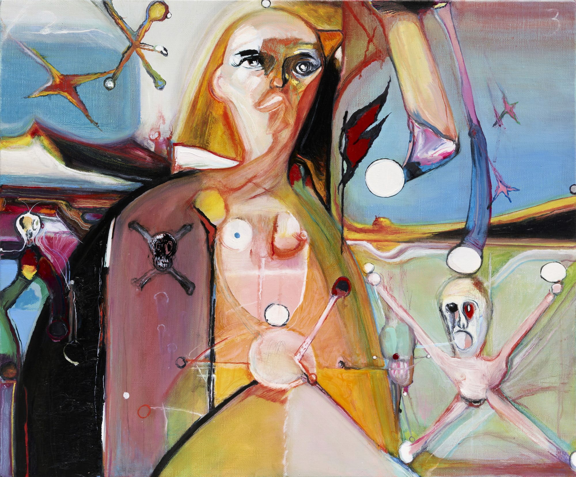 Winter Monsters, oil, acrylic, animation paint, nail polish on canvas, 37.9x45.5cm, 2025