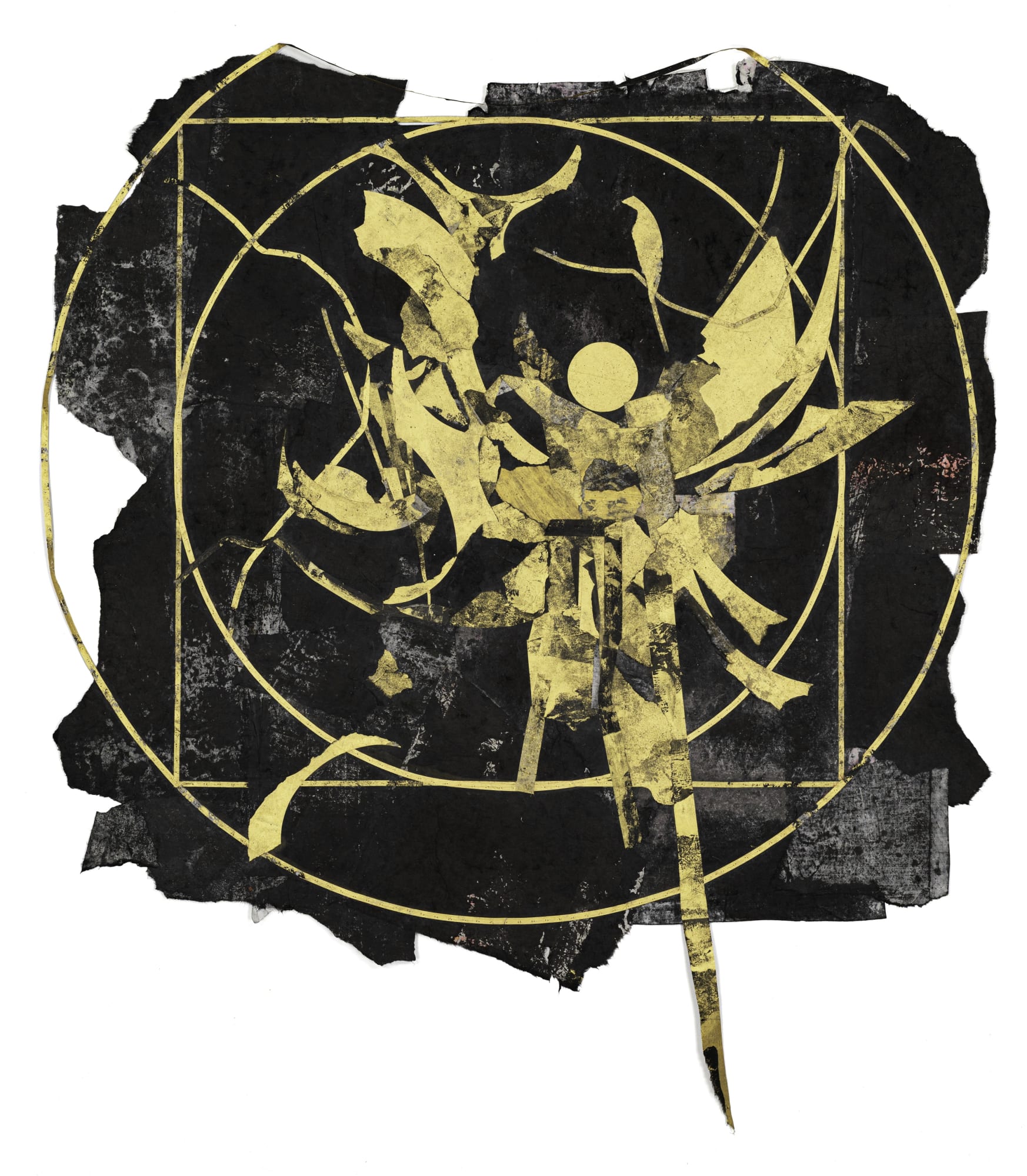 노지 밀식 露地 密植 14, 먹, 과슈, 아크릴, 종이 콜라쥬 ink, gouache, acrylic and paper collages, 100x97cm, 2025