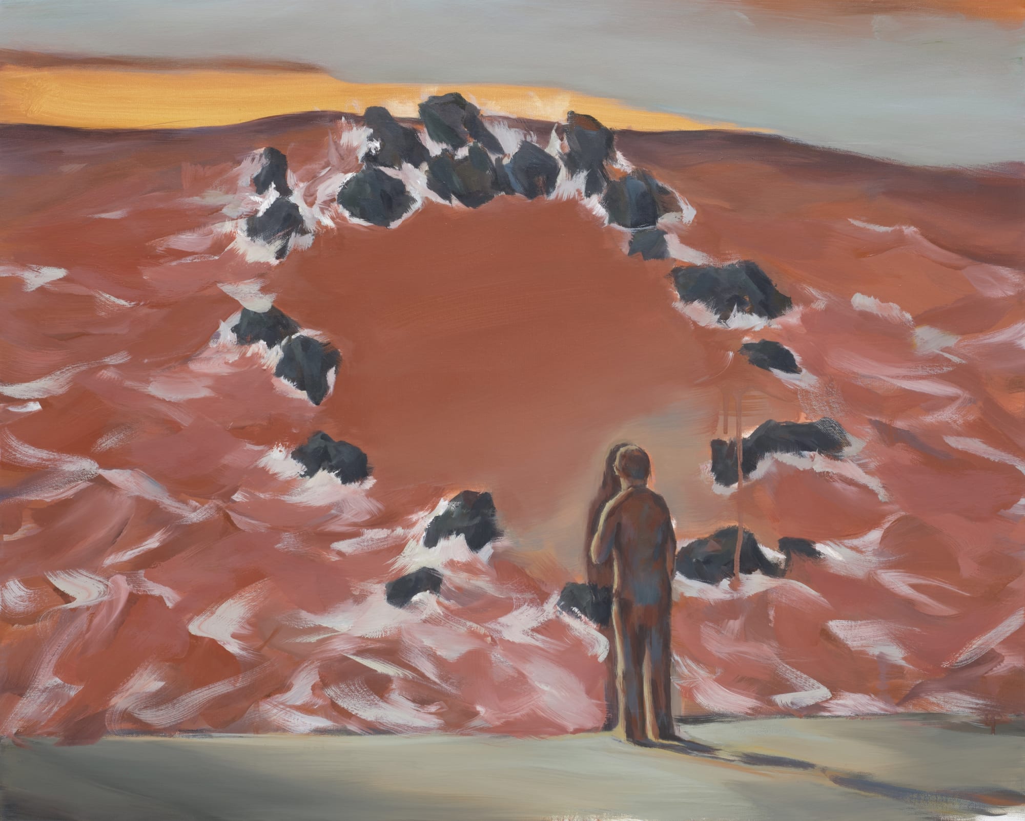 원담과 파도 Black Stones and Waves, oil on canvas, 73x91cm, 2025