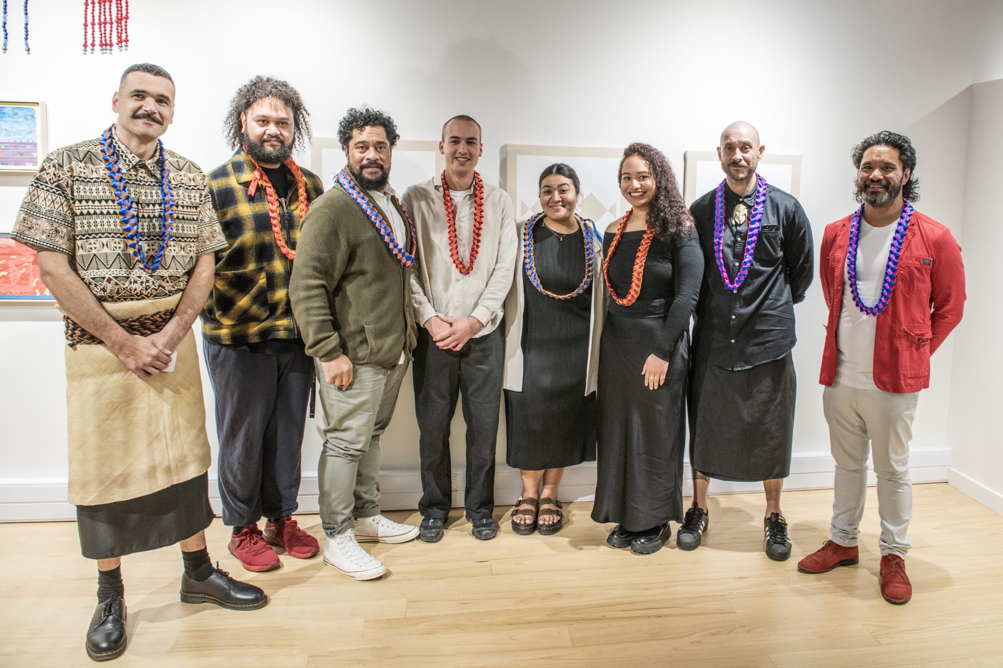 Artists (L-R) Benjamin Work, Sione Monū, Sēmisi Potauaine, Harrison Freeth, ‘Uhila Nai, Hulita Koloi , Terje Kolamatangi, Telly Tuita.