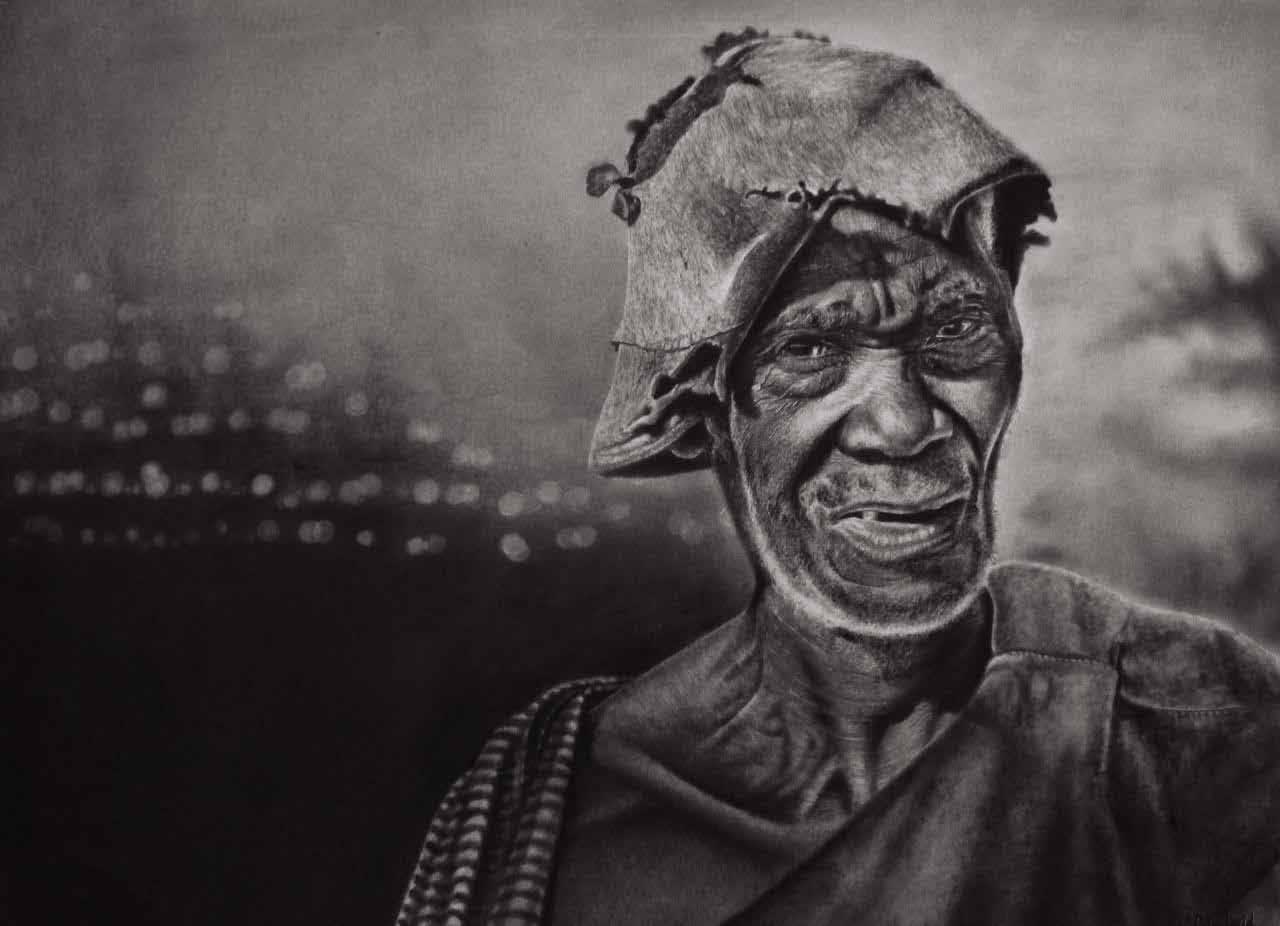 Adefemi David Asiko Laiye 2016 Charcoal and graphite on paper 55.88 x 76.2cm