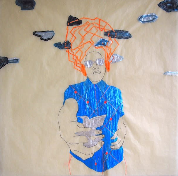 Wura Natasha-Ogunji Three Birds 2015 Thread, ink, graphite on trace paper 61 x 61cm