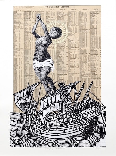 Godfried Donkor Hanging Madonna Collage on paper 56 x 46cm