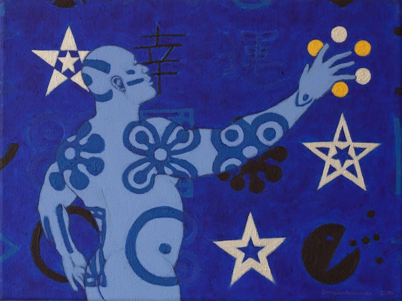 Owusu-Ankomah Prelude to the Microcron 10 2010 Acrylic on canvas 40 x 30cm