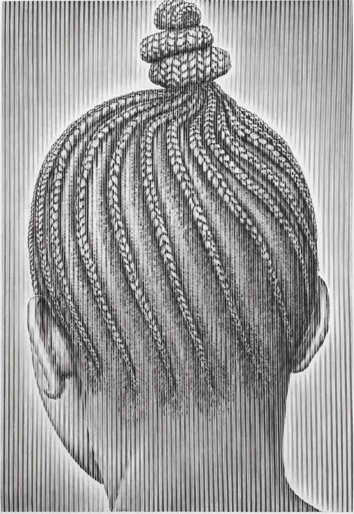 Gary Stephens Neema Watamu, Kenya 2012 Charcoal on paper with string 200 x 150cm