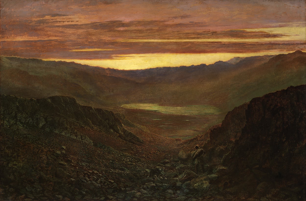 John Atkinson Grimshaw (1836-1893), Fleetwith Hollow and Tarn from Green Gable Fell at Twilight