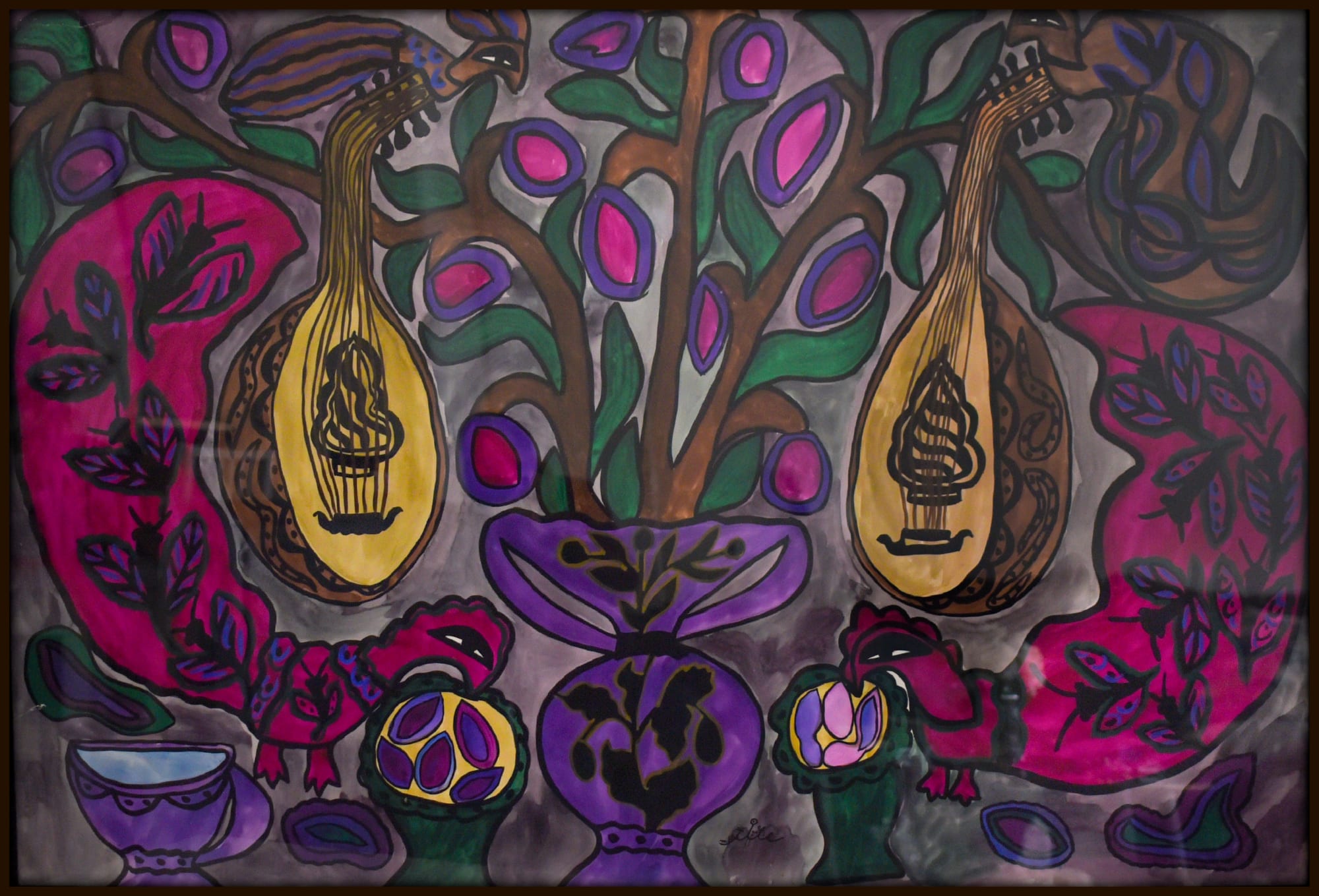 BAYA - Fatma Haddad Mahieddine Untitled, 1966, gouache on paper, 100 &times; 150 cm &copy; Courtesy of the Estate of Baya Mahieddine