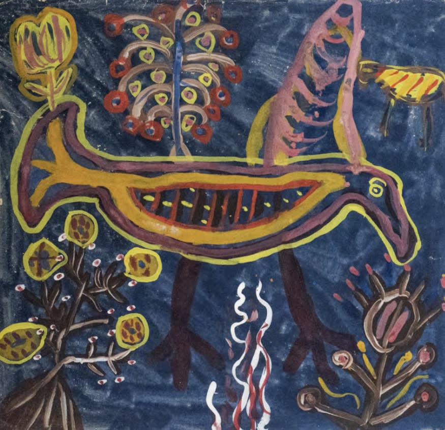 BAYA - Fatma Haddad Mahieddine Untilted, circa 1946, gouache on paper, 25,5 x27,3 cm © Former Jean Peyrissac Collection, Algiers – Courtesy of a Private Collection, Paris