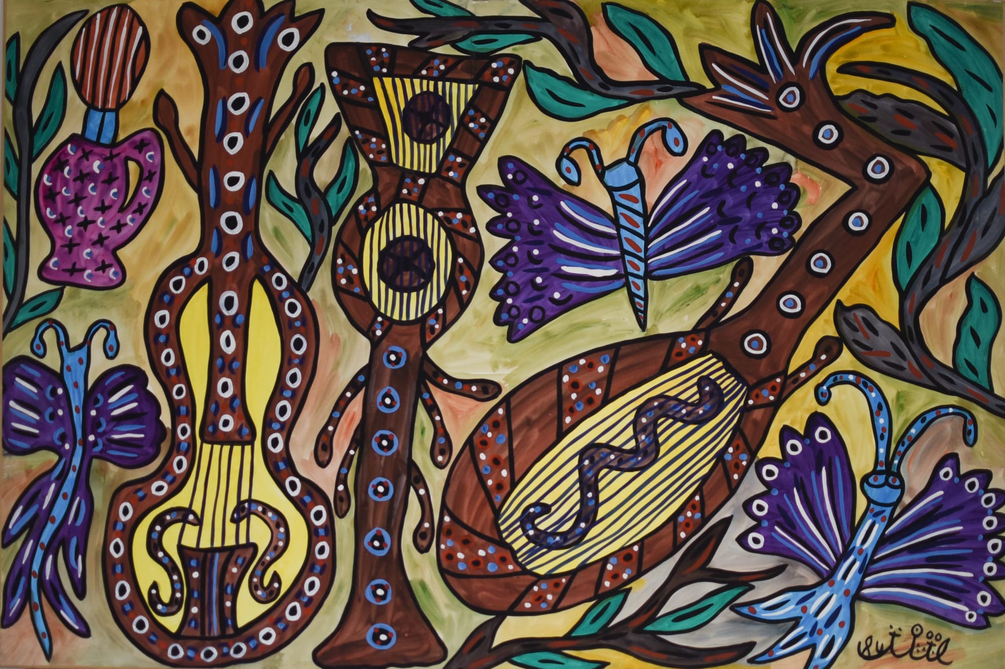 BAYA - Fatma Haddad Mahieddine Untitled, 1984, gouache on paper mounted on canvas, 99x147cm © Courtesy of the Estate of Baya Mahieddine