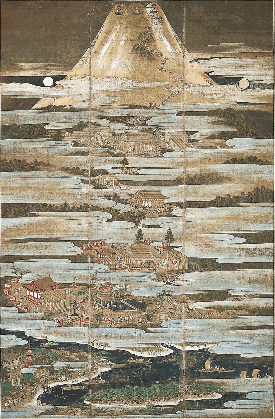 Fuji sankei mandara (mandala) Hanging scroll, Muromachi period (sixteenth century)