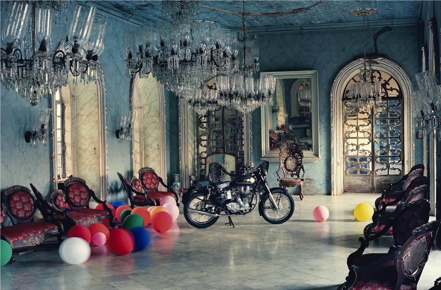 Tim Walker, Motorbike in Ballroom, Goa, India, 1999