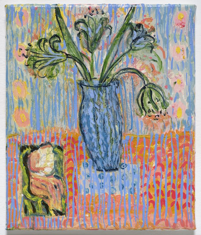 CATHERINE ANHOLT Figure with Flowers 10, 2023 Oil on linen 30 x 25 cm