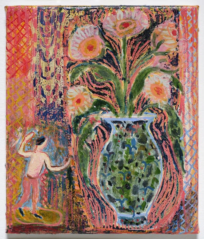 CATHERINE ANHOLT Figure With Flowers 5, 2023 Oil on linen 30 x 25 cm