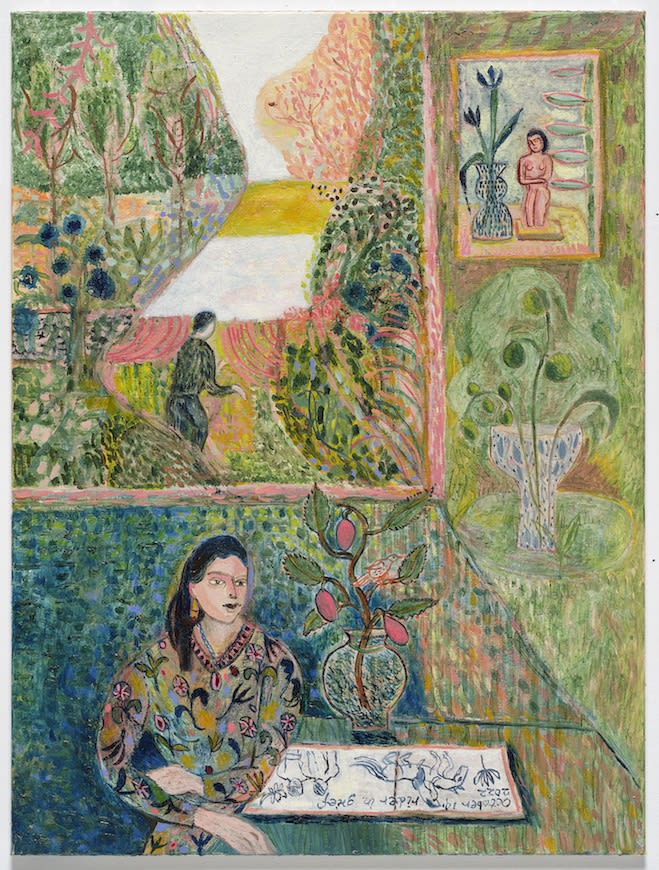 CATHERINE ANHOLT Garden Figure, 2022 Oil on linen 100 x 75 cm