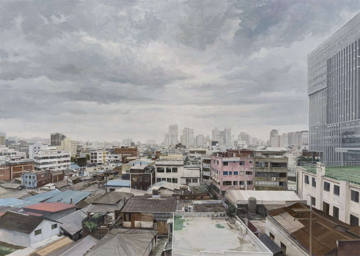 JAEHO JUNG Euljiro after rain, 2022 Oil on canvas 182 x 227 cm