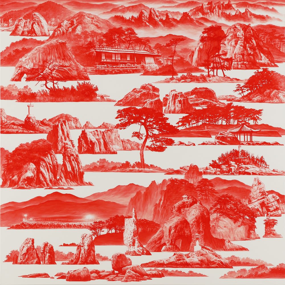 SAEHYUN LEE Between Red-019SEP0403, 2019 Oil on Linen 100cm x 100cm