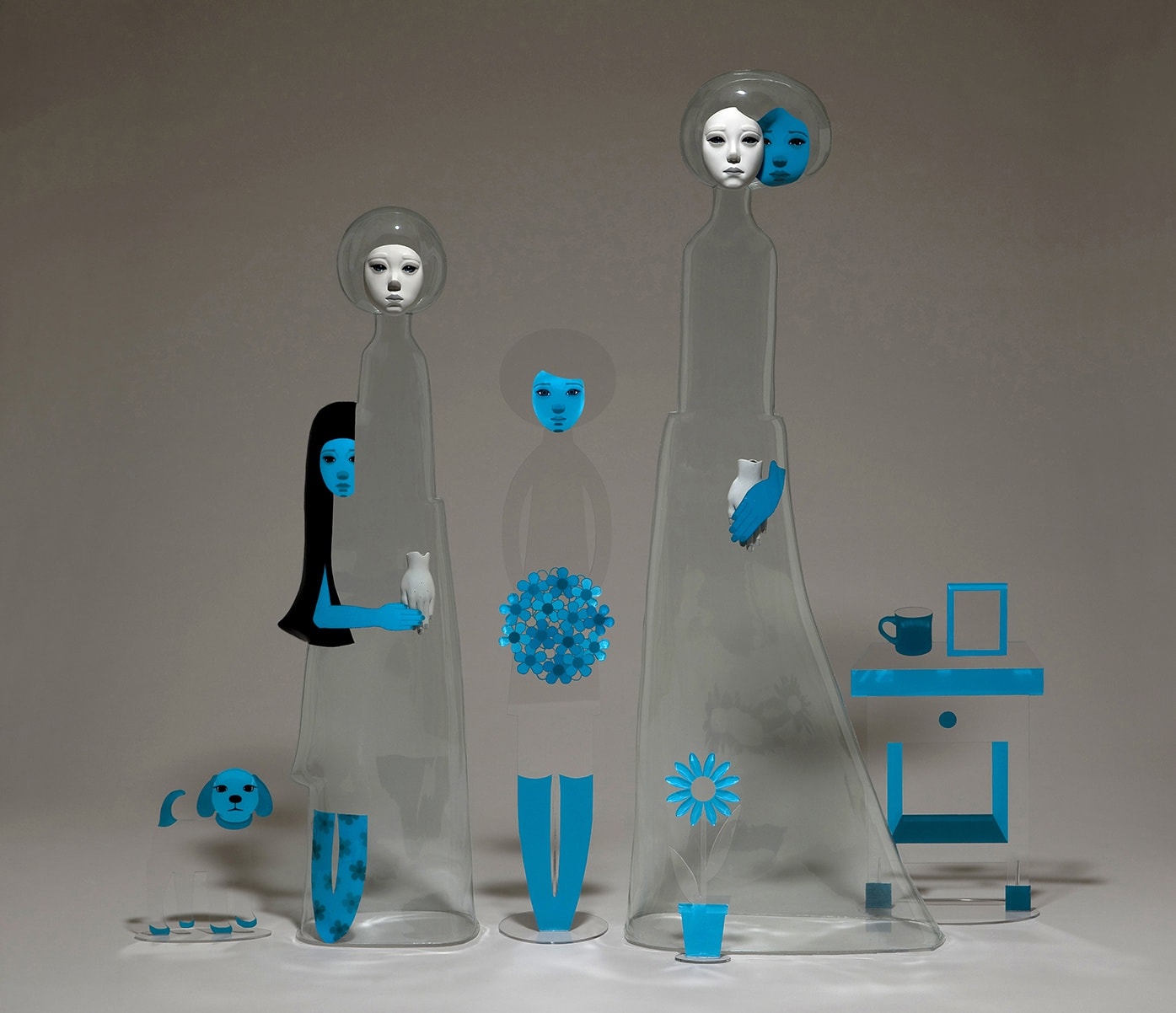 JINyoung yu Me & Myself #2, 2012 - 2015 Poly vinyl chloride, Fibre-reinforced plastic Acrylic Panel Left : 131 (H) x 24 (W) x 37 (D) cm Right : 156 (H) x 59 (W) x 27 (D) cm