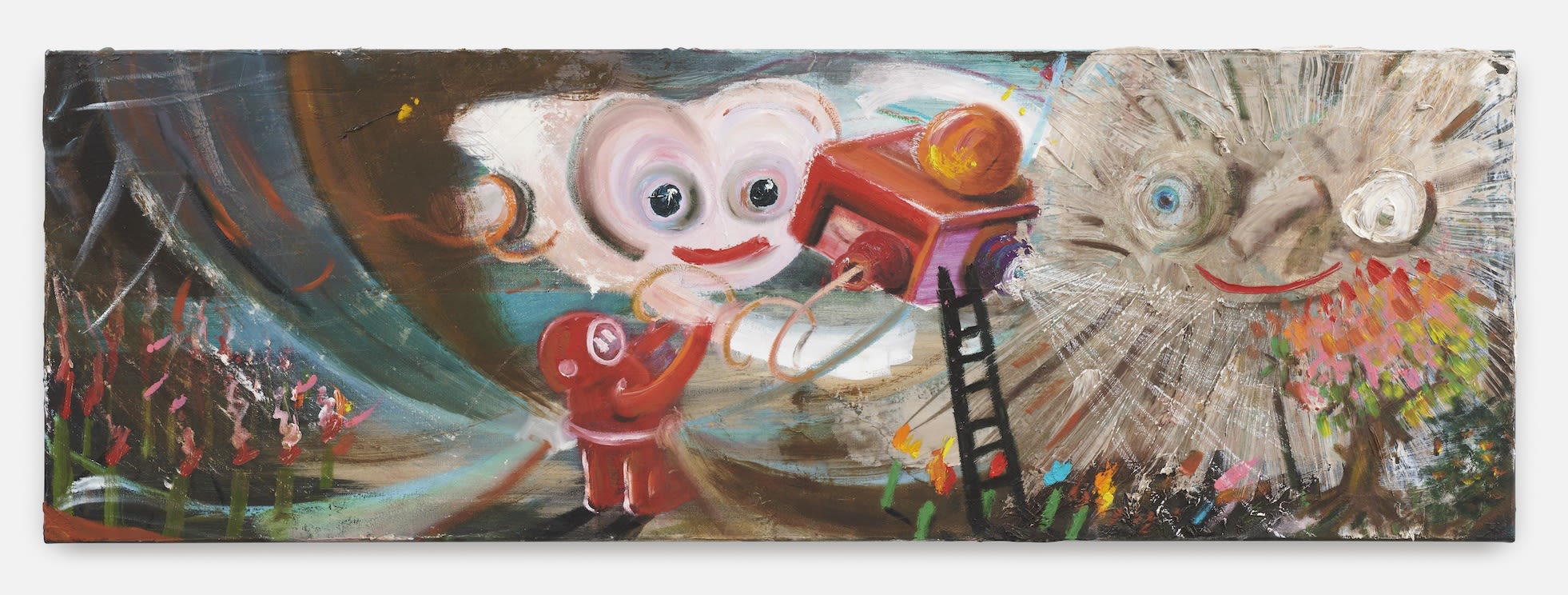 PHILIP GRÖZINGER Don’t you forget about me, 2022 Oil, acrylic and spray paint on canvas 40 x 120 cm