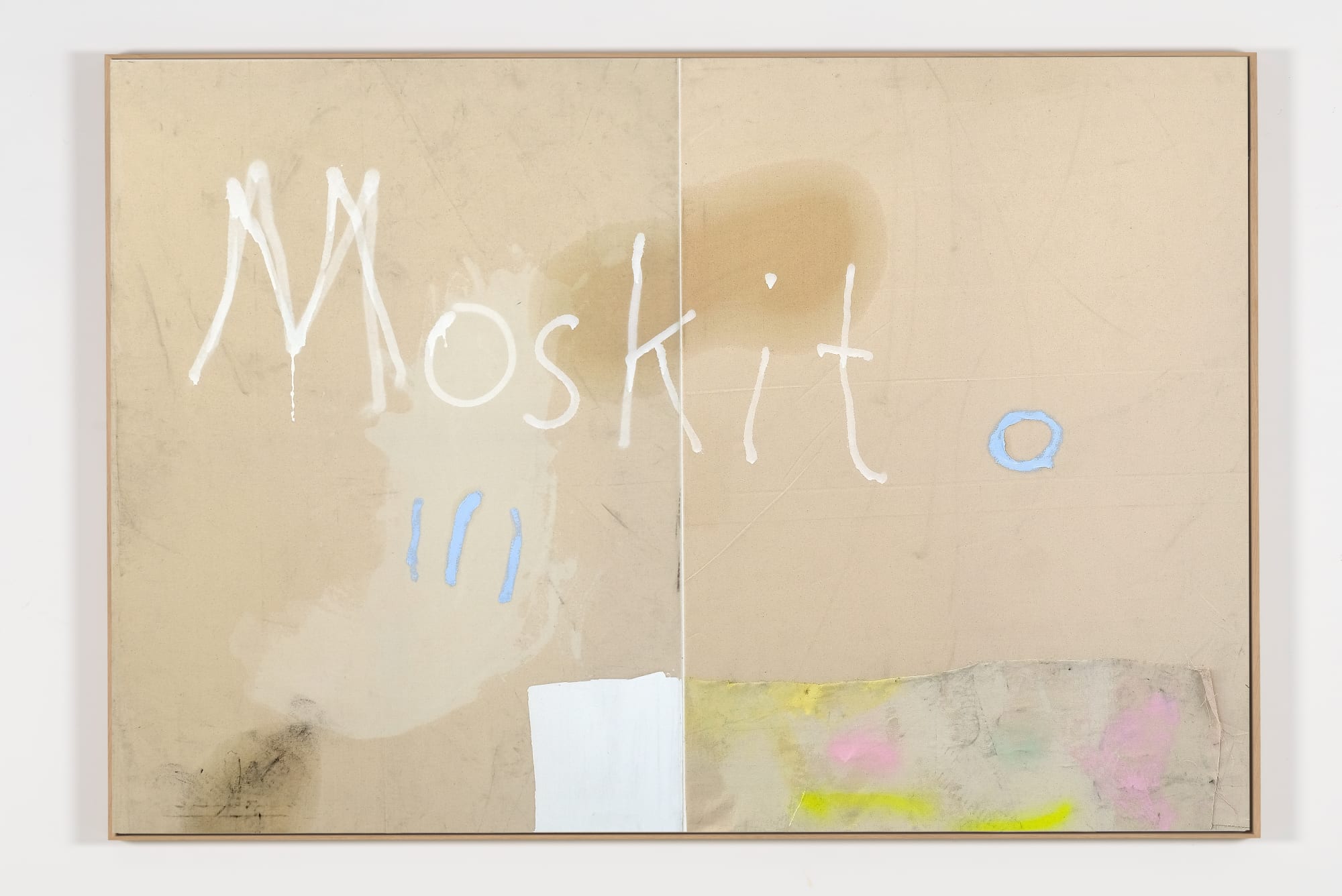 JENNY BROSINSKI Moskito, 2019 Oil, spray paint, olive oil, charcoal, chlorine and glue on canvas 130 x 190 cm