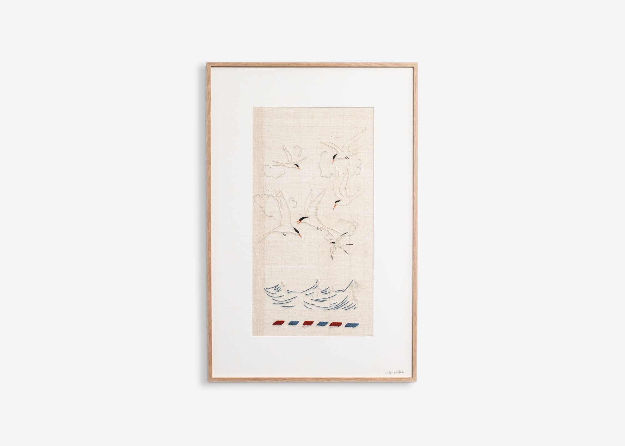 I Sent You My Love, 2025 Hand embroidery on vintage Irish linen 30 1/8 x 19 7/8 inches (76.5 x 50.5 cm)