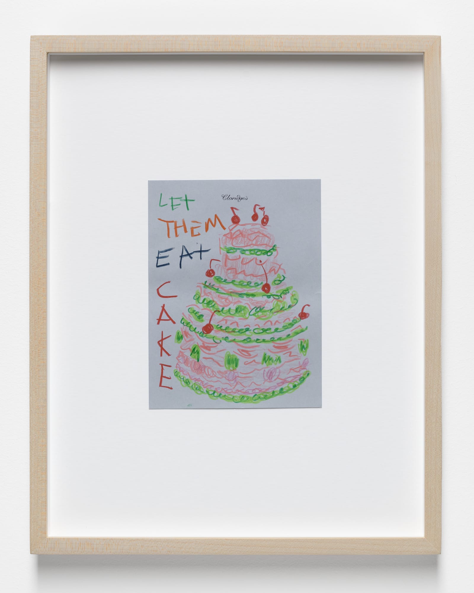 Let the eat cake, 2025 Color pencil on paper Paper: 6.5 x 5 inches (16.5 x 12.7 cm) Frame: 14 x 11 inches (35.5 x 27.9 cm)
