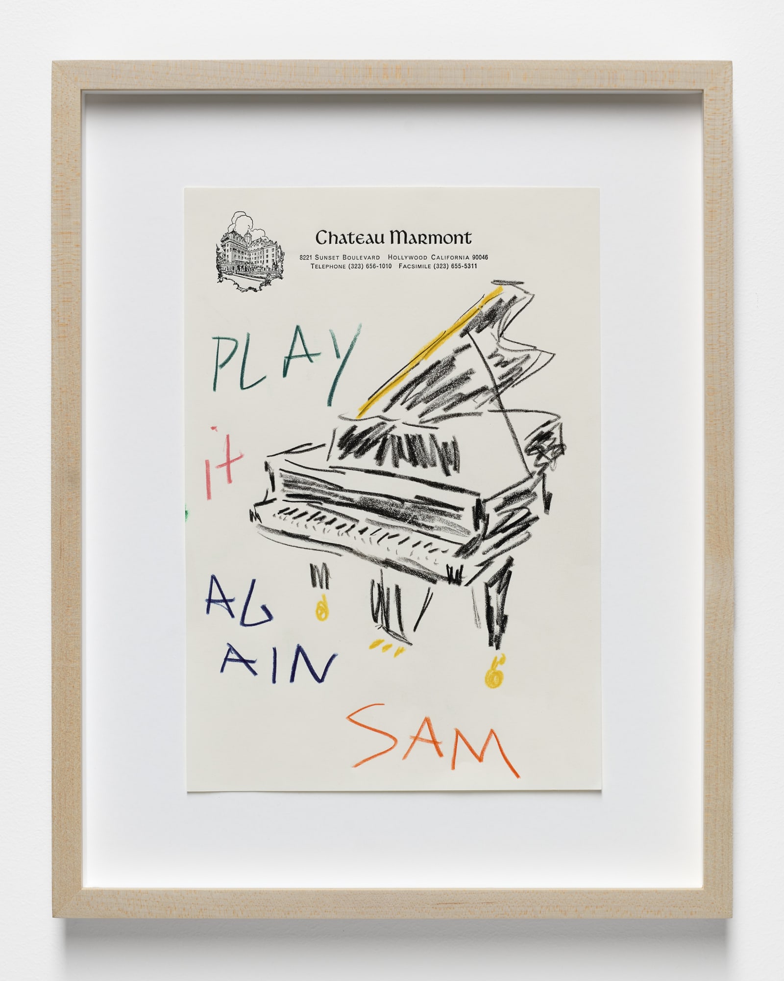 Play it again Sam, 2024 Color pencil on paper Paper: 10 x 7.25 inches (25.4 x 18.4 cm) Frame: 14 x 11 inches (35.5 x 27.9 cm)