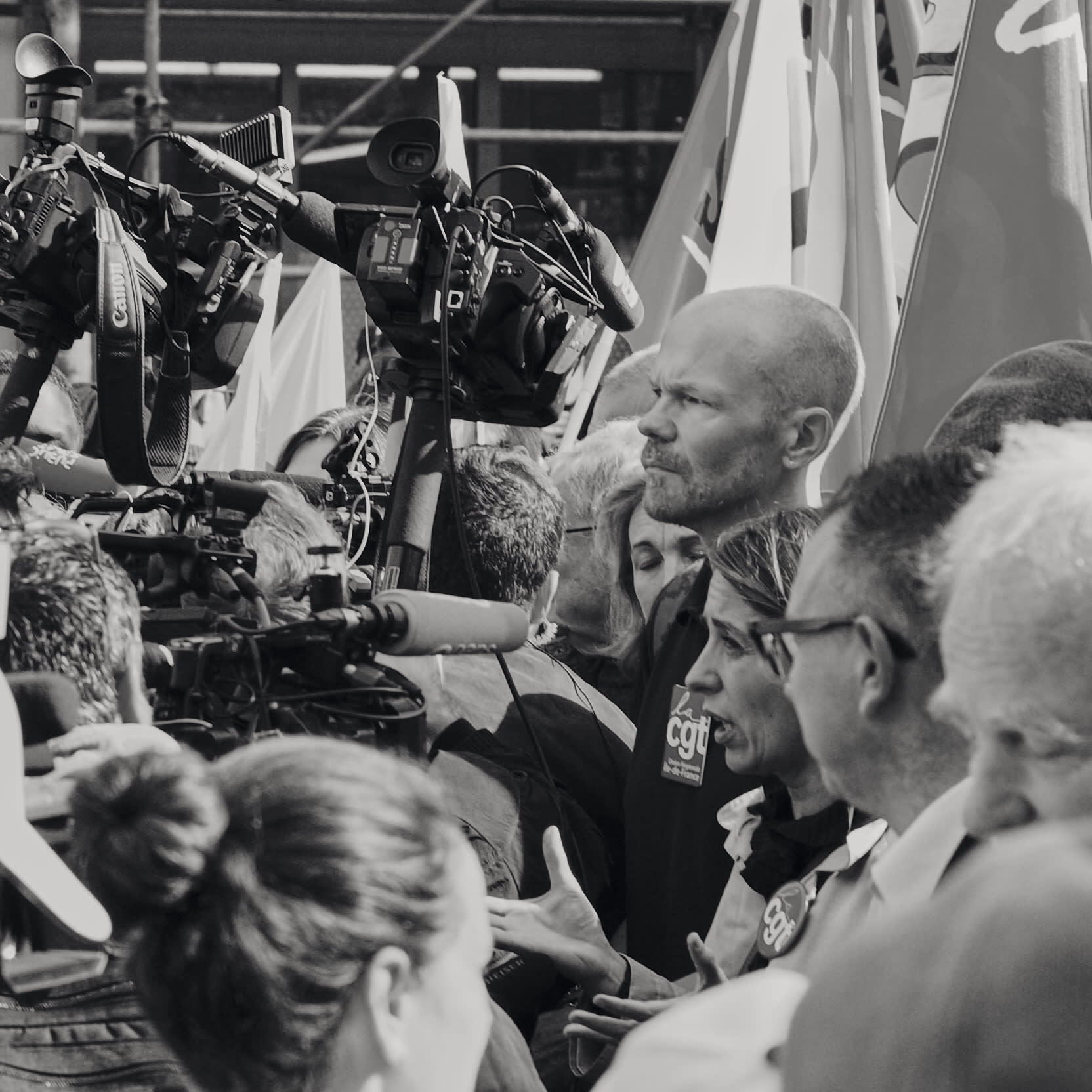 Sophie Binet (CGT), point presse avant le départ du cortège, Paris, 2 octobre 2025.