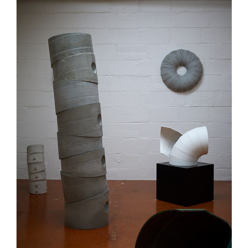 Mervyn Williams sculpture installation in his studio 