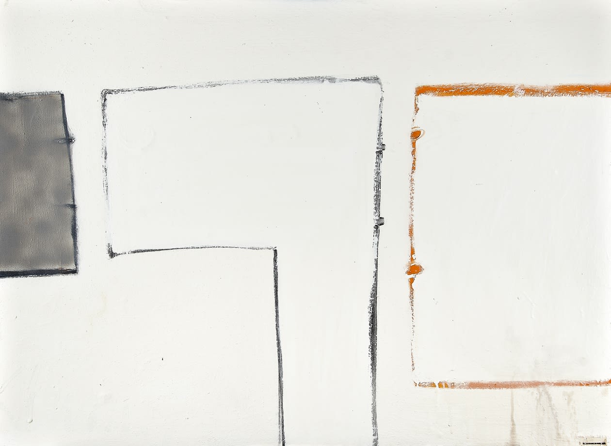John Blackburn, Grey with Orange Square, 2015