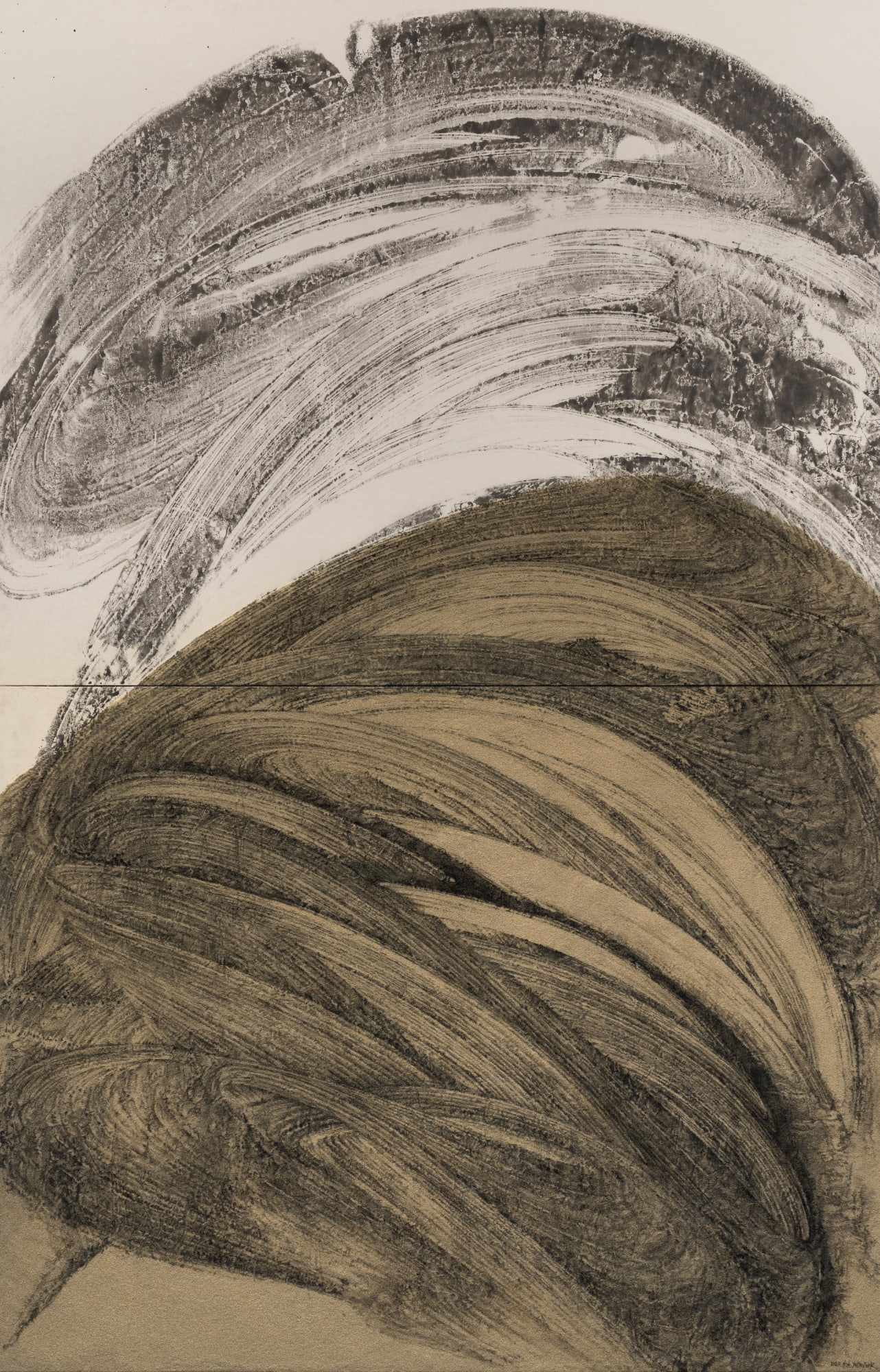 PARK YELIM Big Swell, 2024 Ink and sand on Hanji 232 x 150cm (116 x 150cm 2EA)