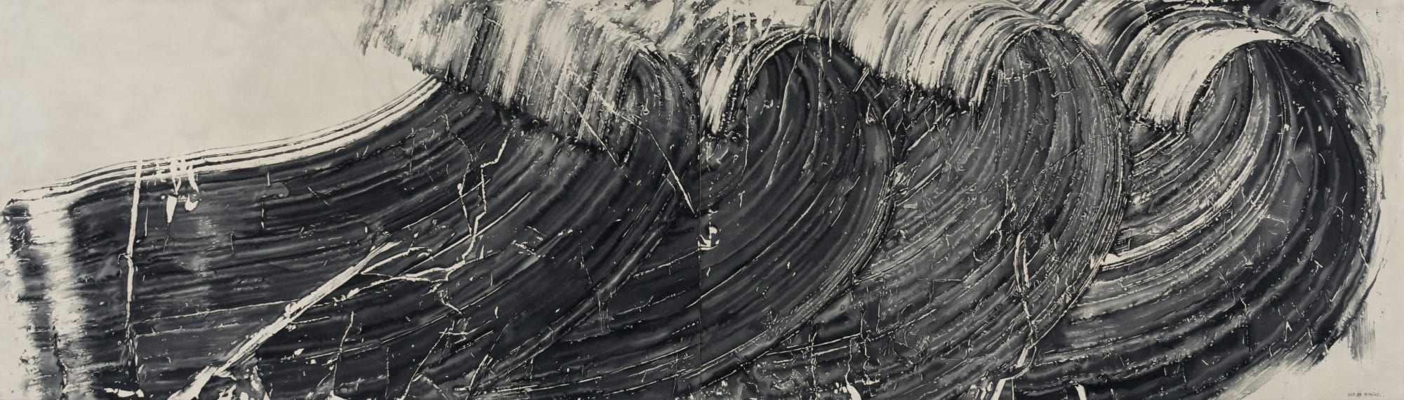 PARK YELIM Layers of Waves, 2023 Ink and sand on Hanji 67 x 234cm (67 x 117cm 2EA)