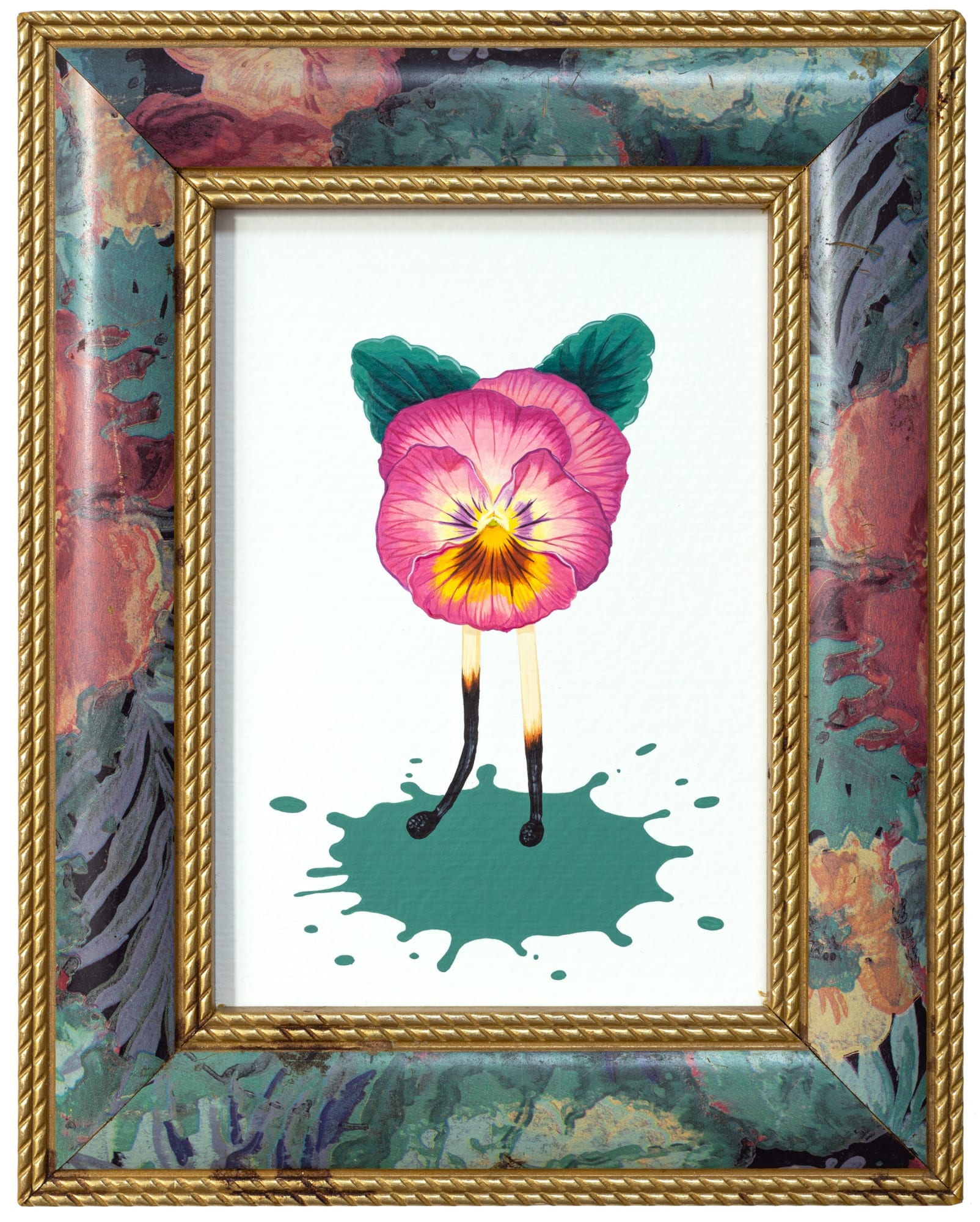 Jo Jungeun Bloom#48, 2023 Acrylic on paper, antique frame 24.5 x 19.5cm