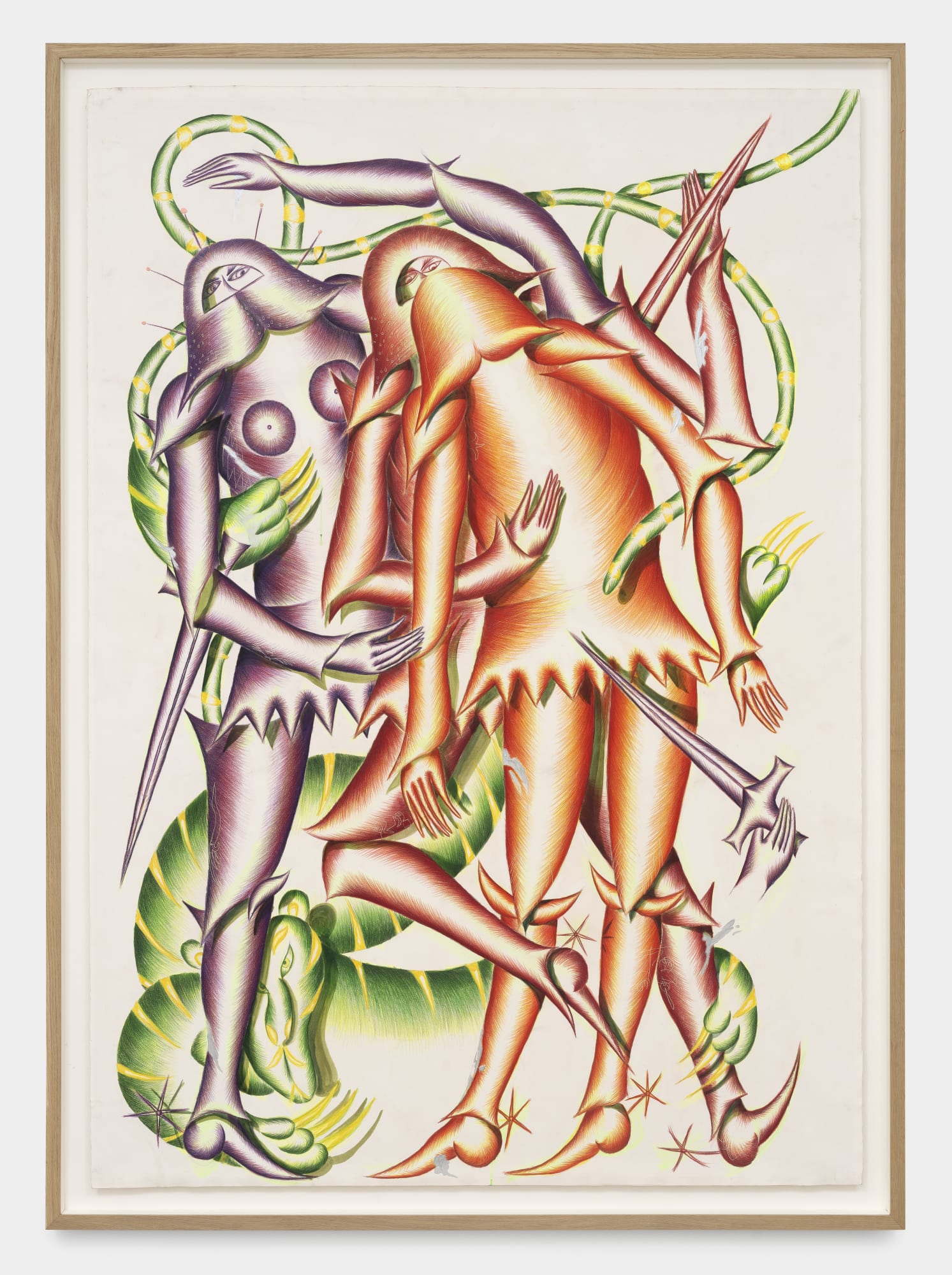 John Fou I am Your Man, 2022 Acrylic and colored pencil on paper 200 x 145 x 5 cm. framed 78 ½ x 57 x 2 in. framed