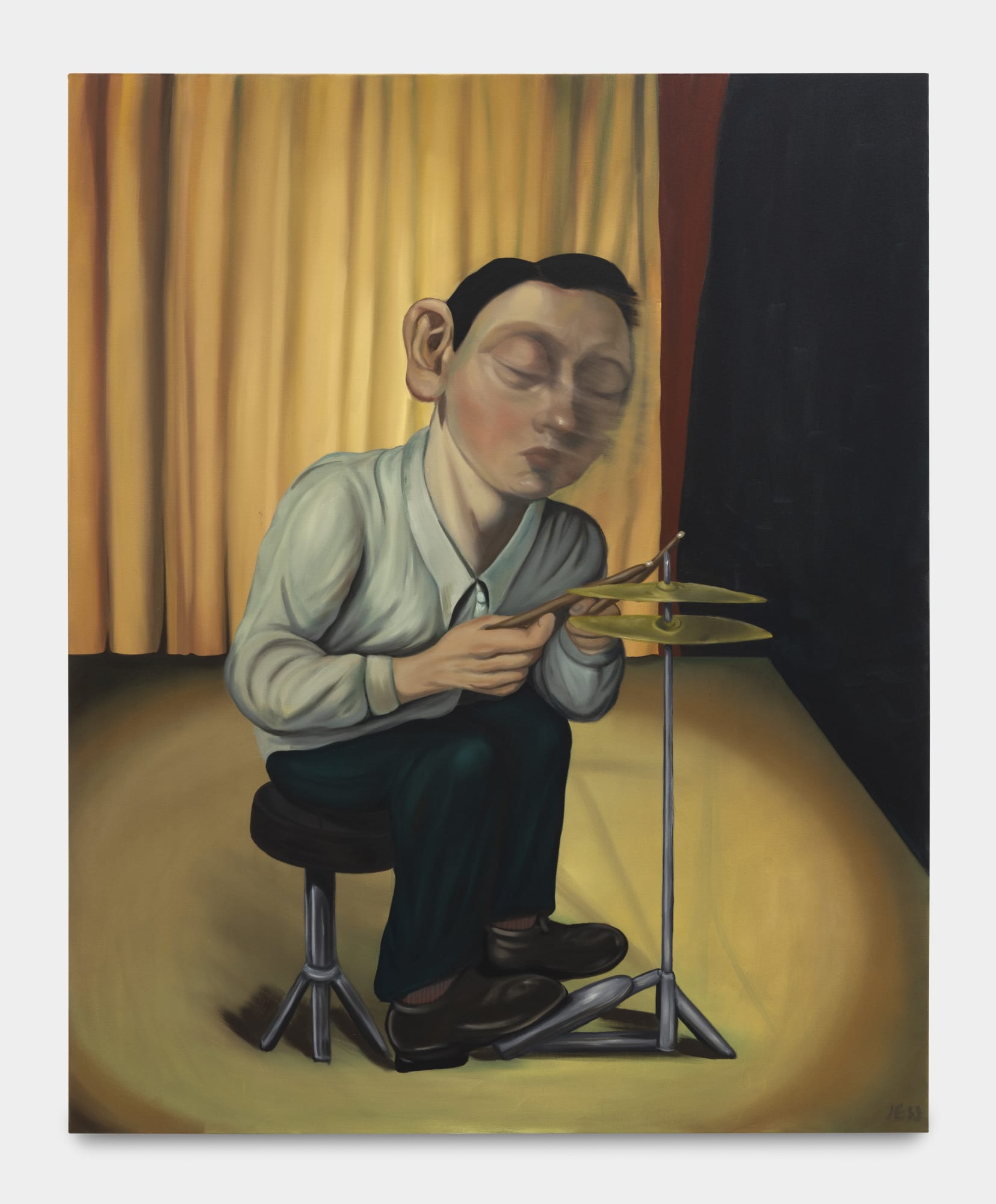 Jess Valice Drummer Studies (triptych), 2022 Oil on canvas 203.2 x 165.1 x 5.1 cm. each 80 x 65 x 2 in. each