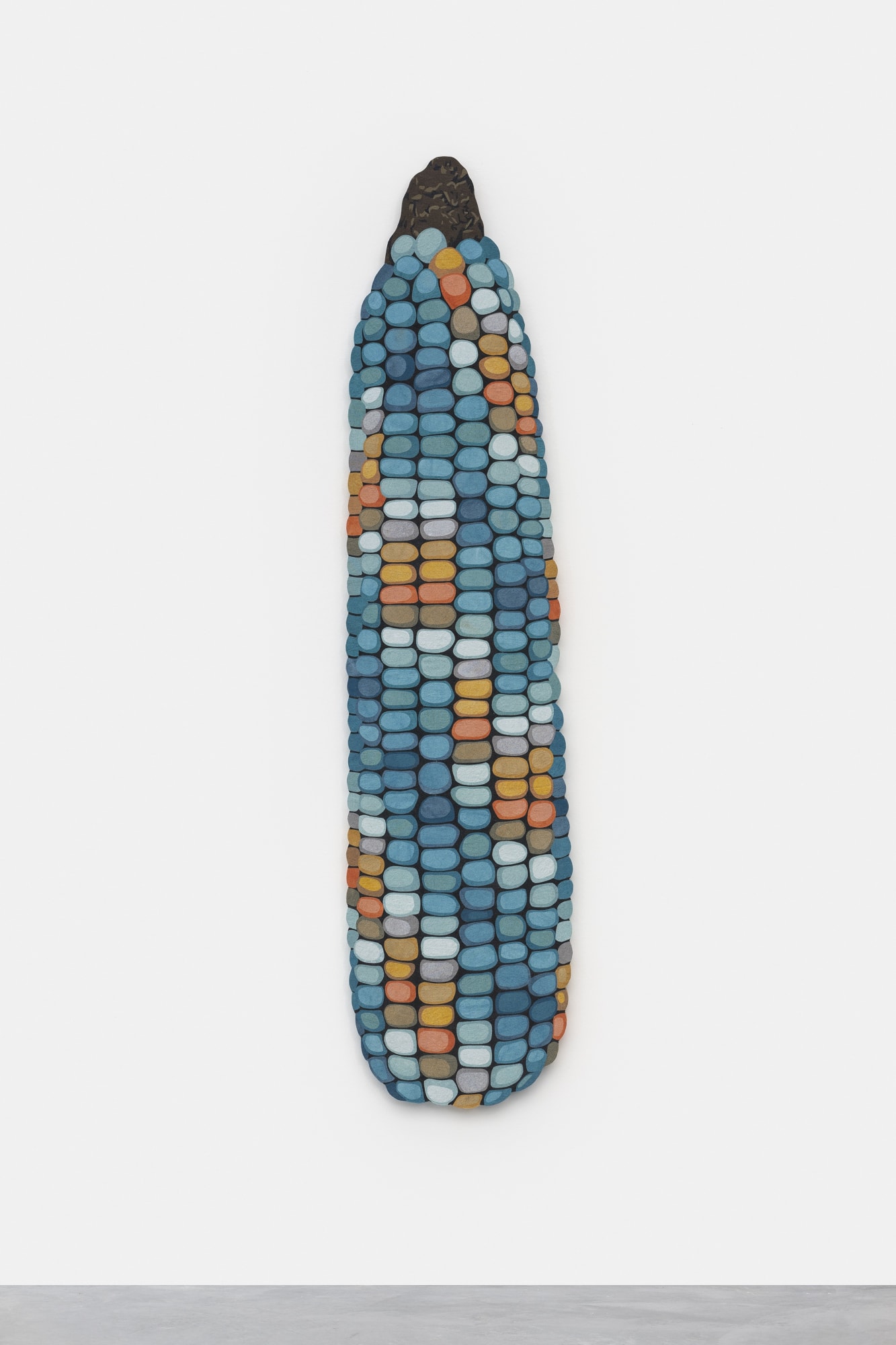 Nick Doyle Corn Bred, 2023 Dyed denim on custom panel 177.8 x 41.9 cm. 70 x 16 ½ in.