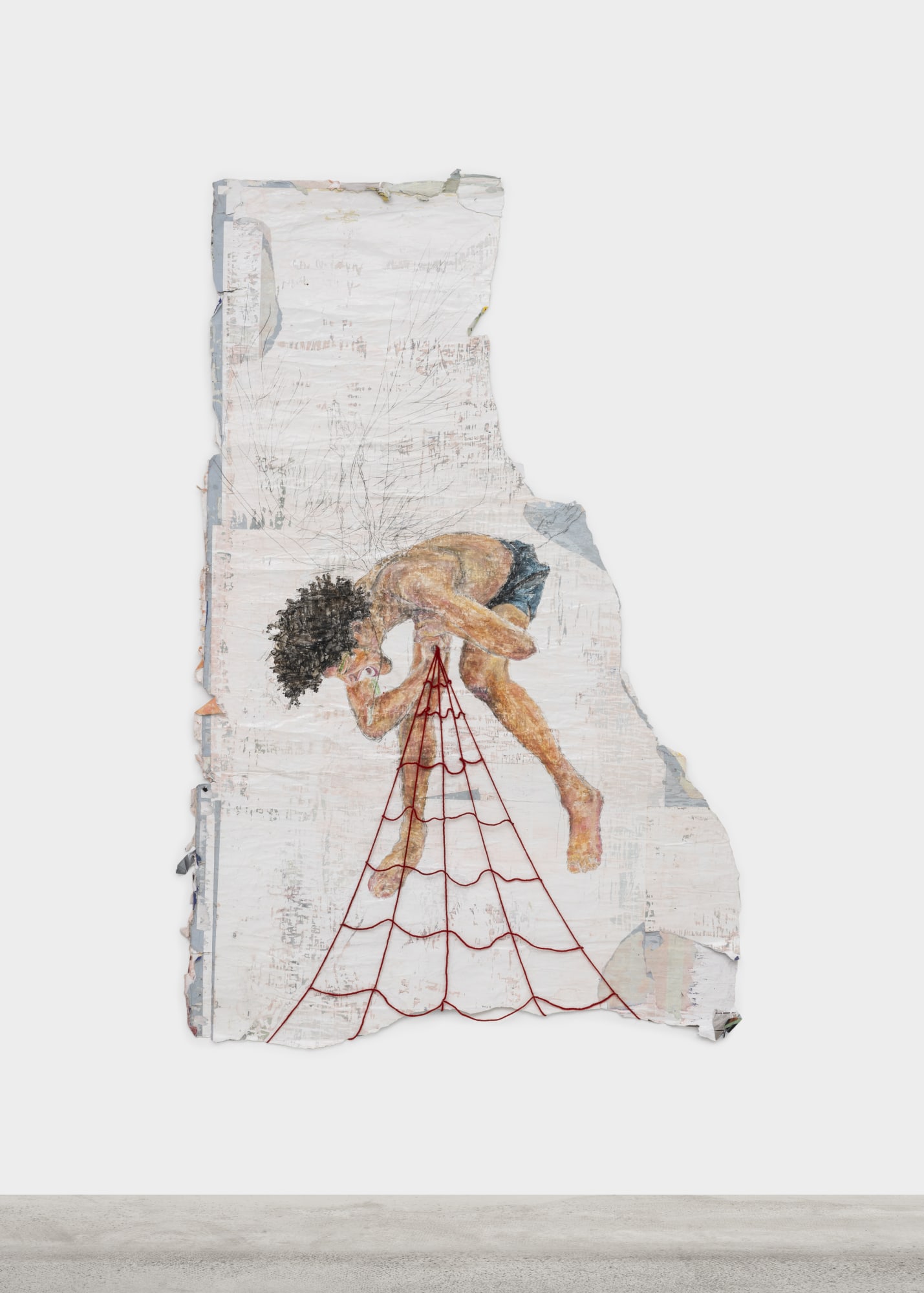 Pharaoh Kakudji Her Web / Tryna Let it Go, 2022 Mixed media on paper 194 x 125 cm. 76 x 49 in.