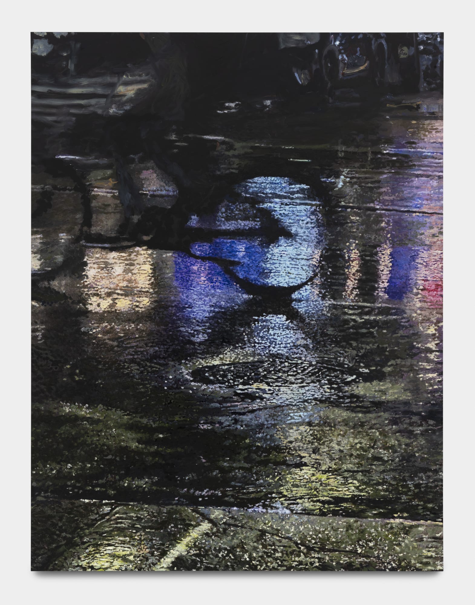 Nick Farhi Nighttime Jazz, 2024 Oil, pastel, enamel on aluminium 90.6 x 69.5 cm. 35 ½ x 27 ½ in.