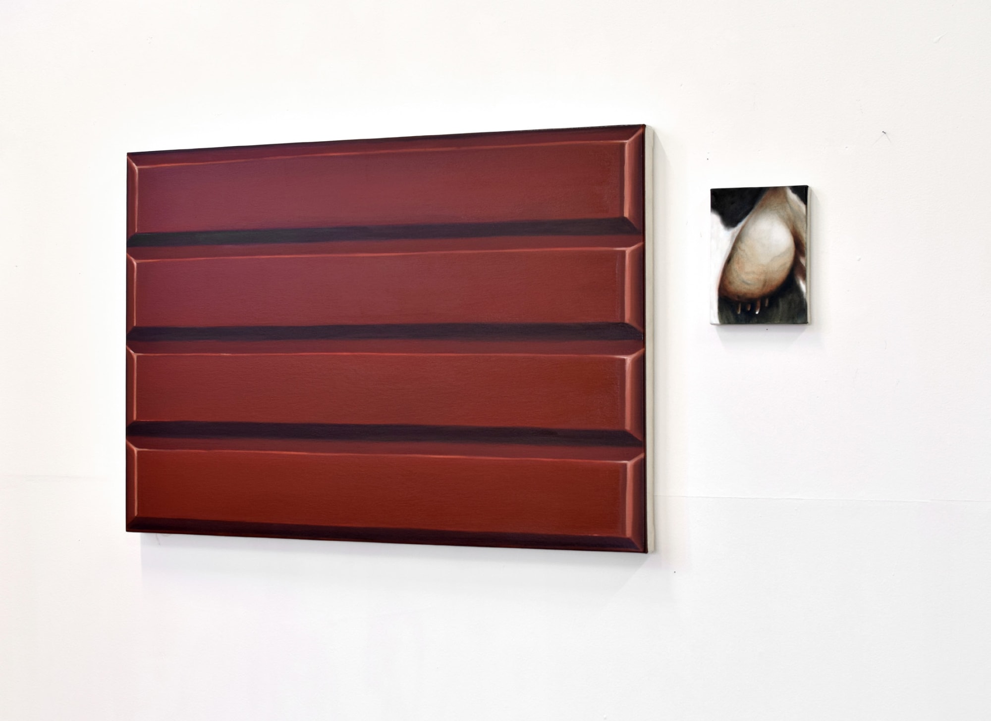 Raphaël-Bachir Osman You Will Most Likely Succeed, 2023 Oil on canvas (diptych) (Left) 70 x 100 cm. 27.5 x 39.3 in. (Right) 22 x 16 cm. 8.6 x 6.2 in.