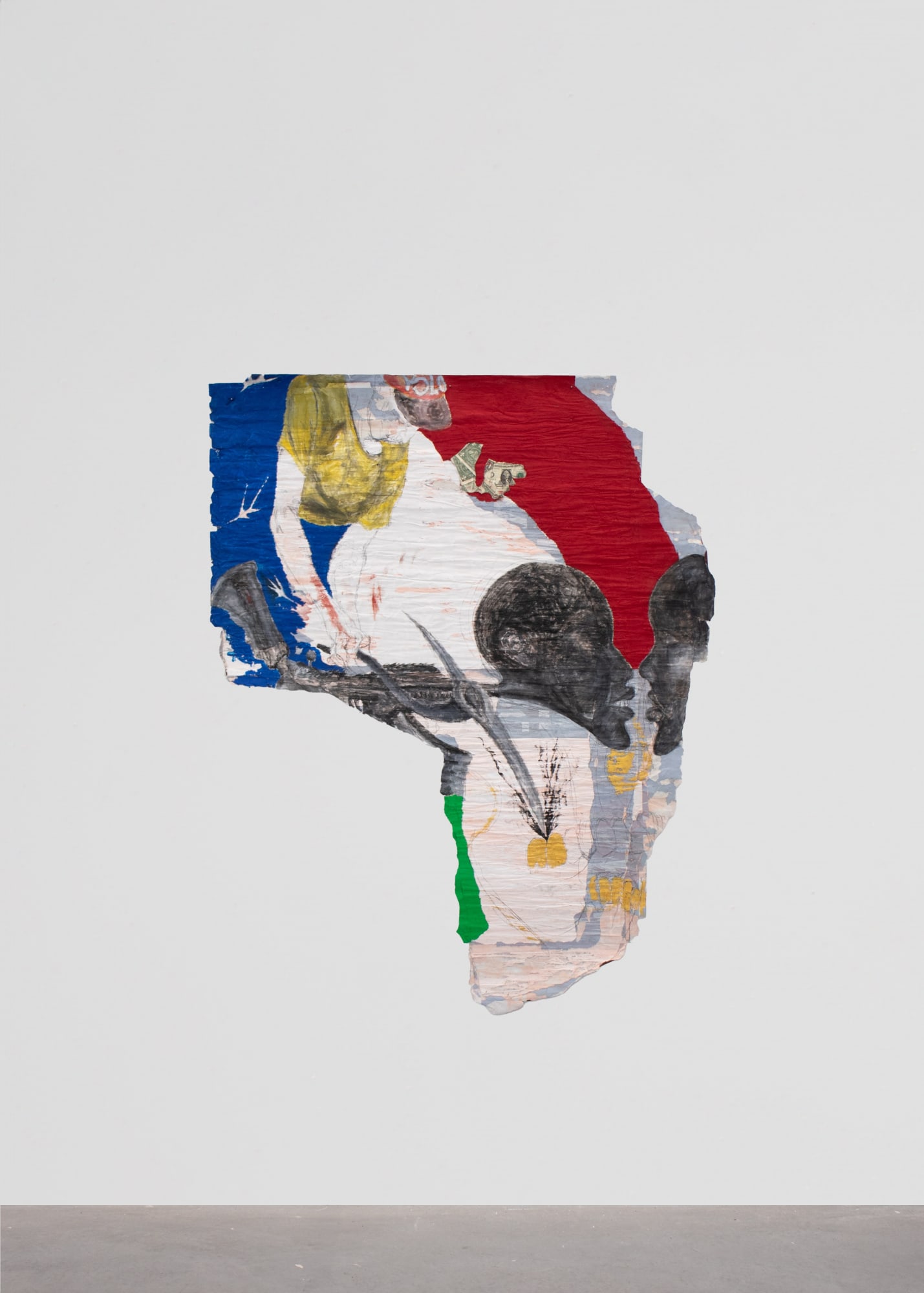 Pharaoh Kakudji Y'a pas de Minerais sans Feu, 2023 Mixed media on paper 153 x 120 cm. 60.2 x 47.2 in.