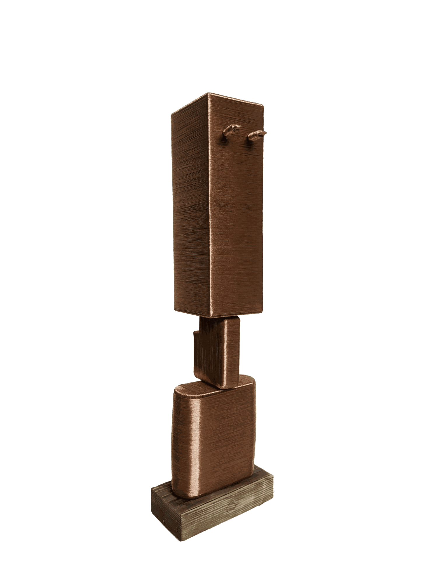 Alice Anderson Spiritual Machines Statuette 35, 2014 - 2024 Bluetooth speaker, apple electric plug radio 49 x 08 cm