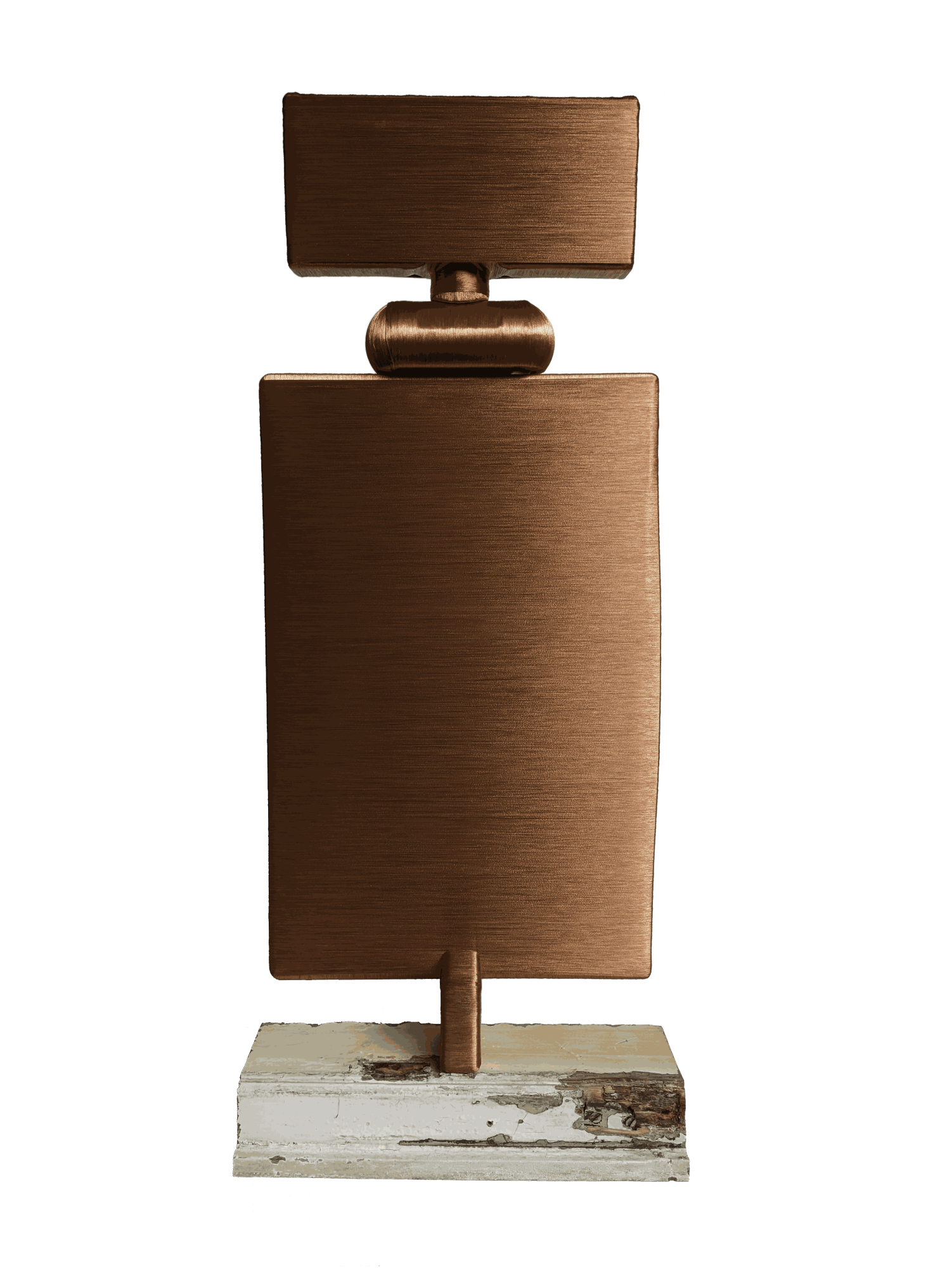 Alice Anderson Spiritual Machines Statuette 93, 2014-2024 Vacuum head, alarm clock, TV laptop charger 78 x 35 x 12 cm