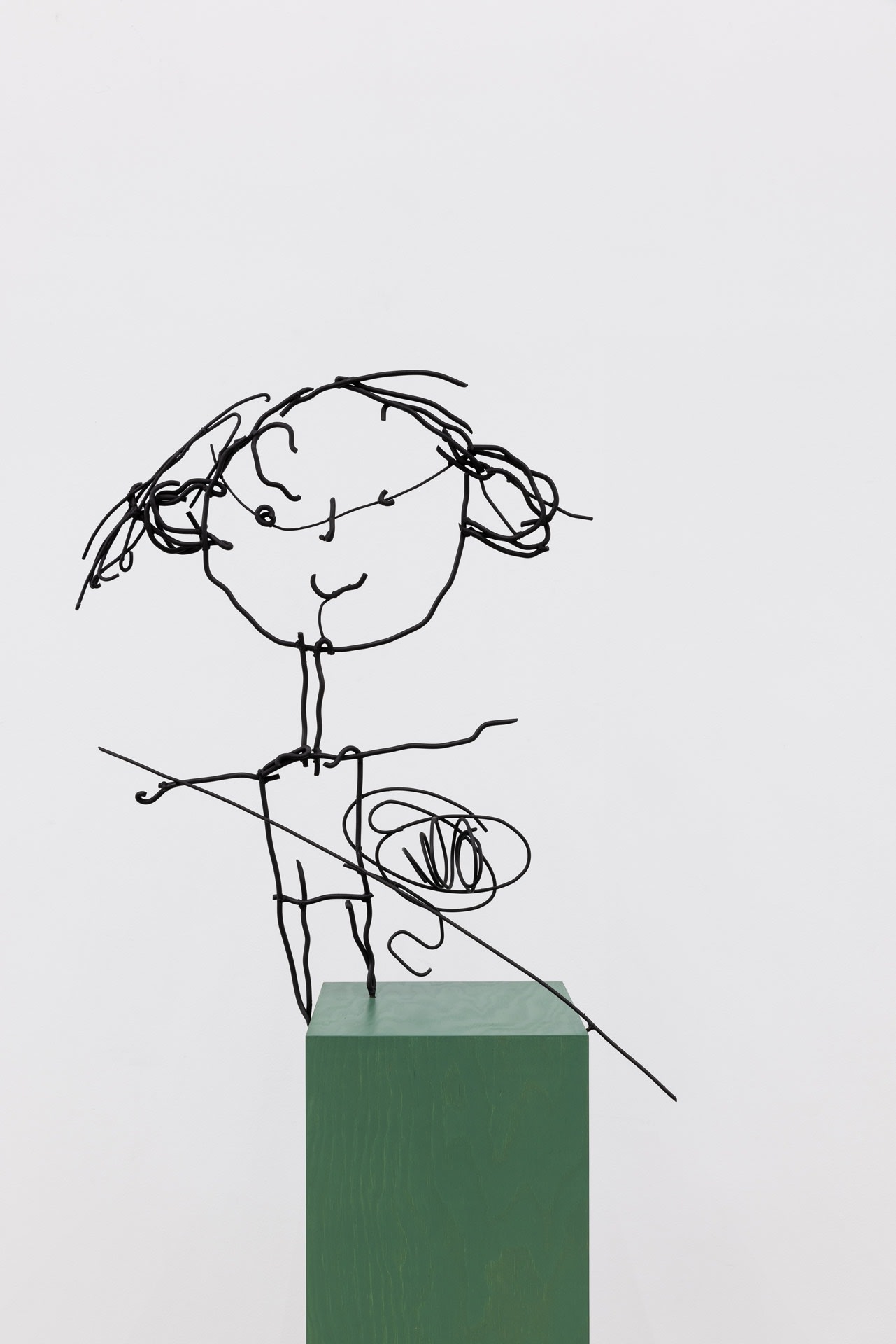 (Abetare) Doodle ball and little football player 2024 Bronze With plinth 164 × 28 × 66 Without plinth 80 × 25 × 70 Plinth 95 × 28 × 28