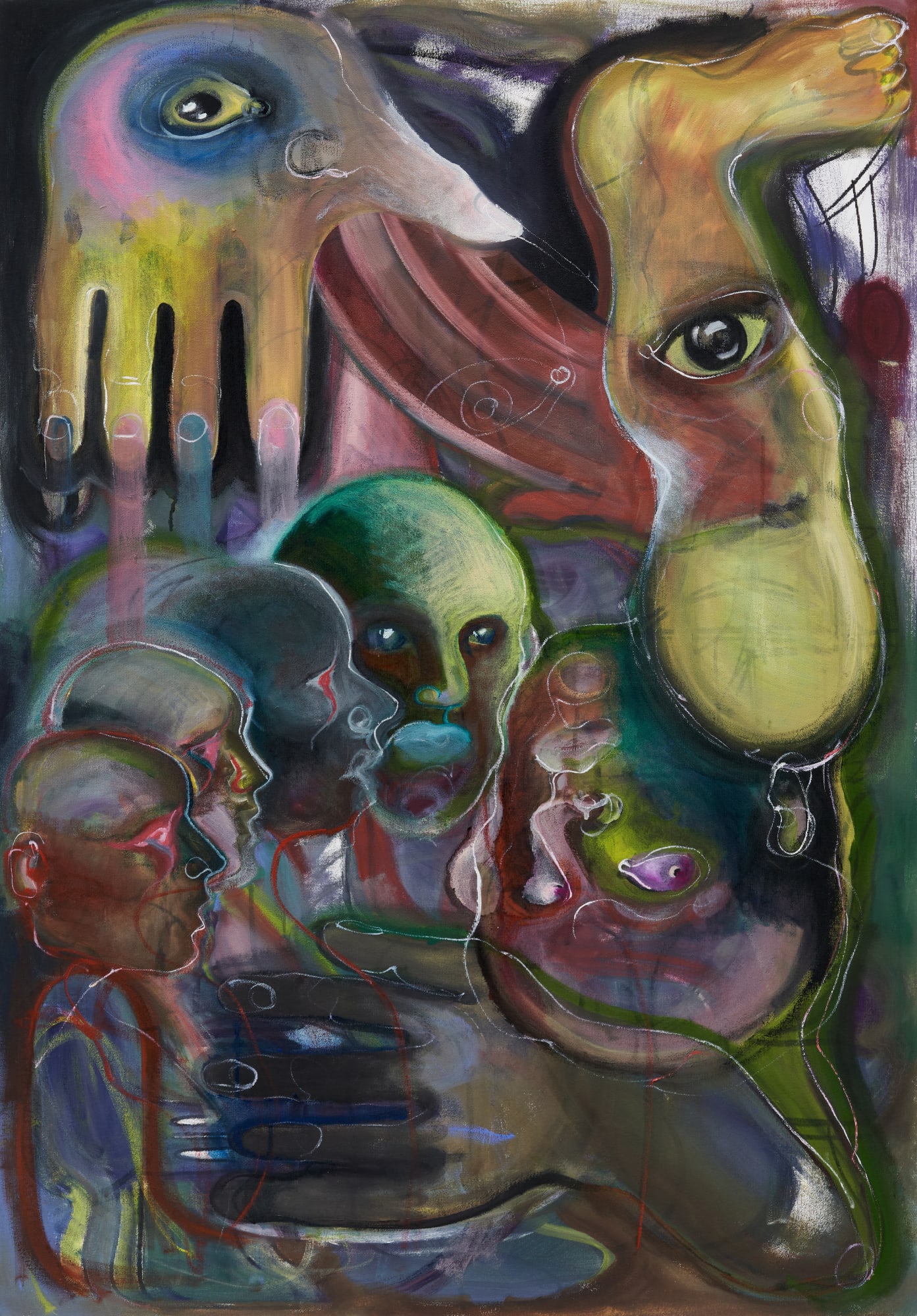 Viron Erol Vert 비론 에롤 베르트 (b. 1975, Germany) The Moon knows many creatures, the moon bears our souls II 무수한 창조물을 아는 밤, 우리의 영혼을 품는 달 II 2025 Oil on canvas 70 × 100 cm