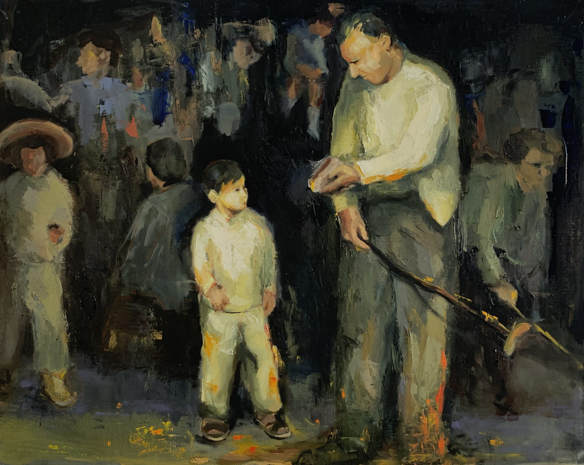 Gabrielle Patrone By the Fire, 2022 Oil on cradled wood panel 16 x 20 in.